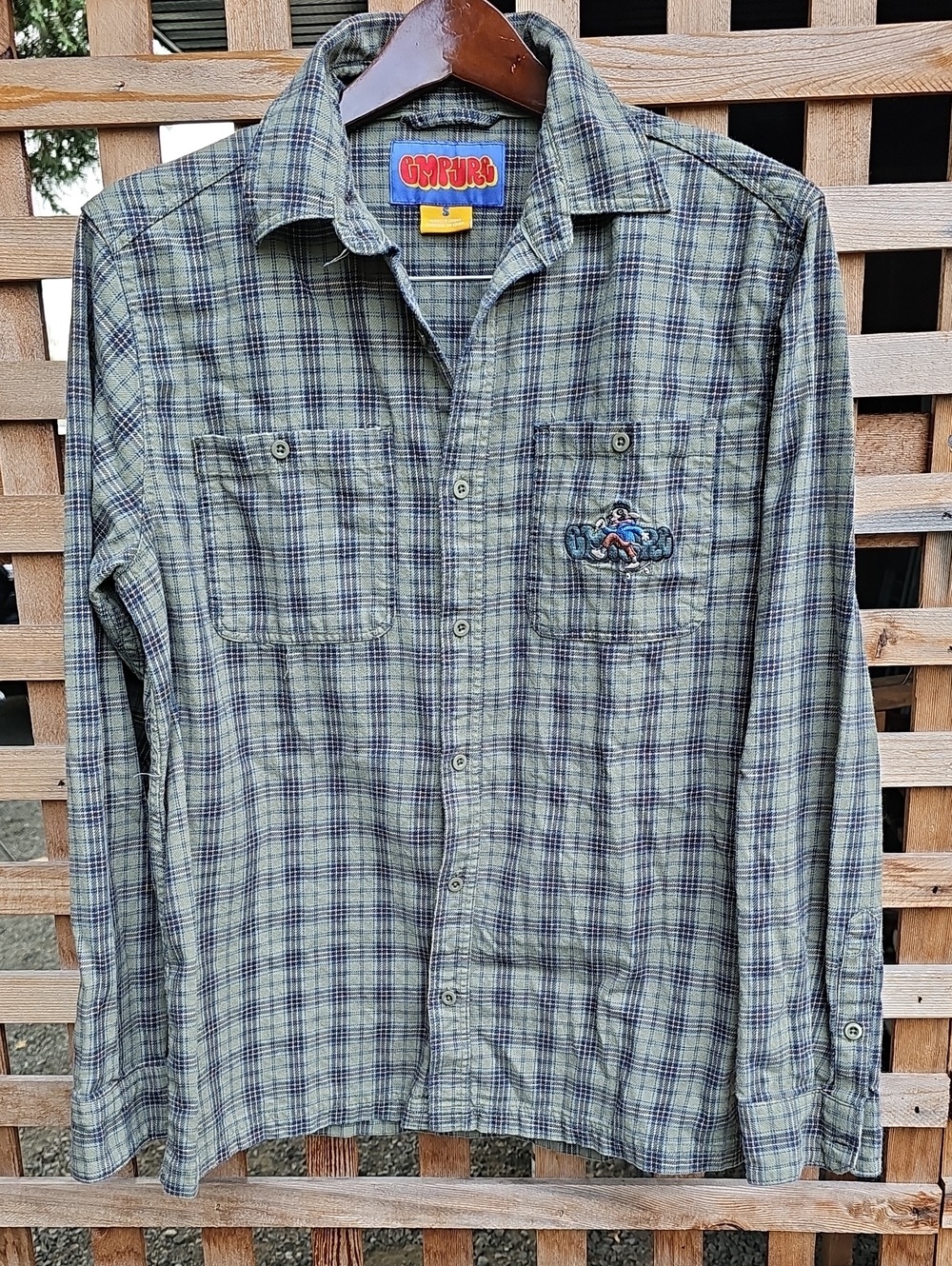 Vintage EMPYRE Green Plaid Long-Sleeve Men's Shirt